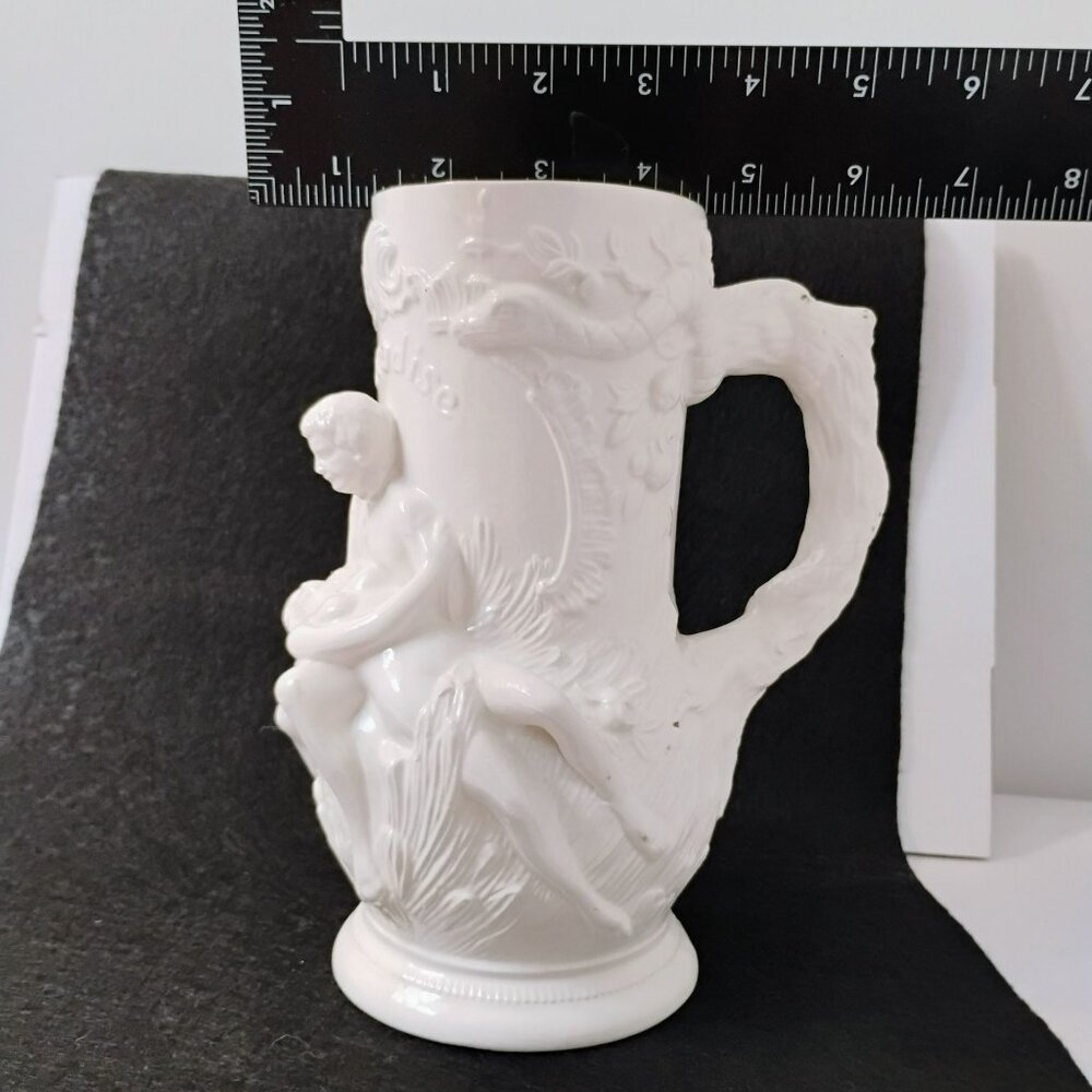 Antique Paradise Adam Eve Eden Snake Victorian Sex Swag Ceramic Stein White Mug - Picture 12 of 13
